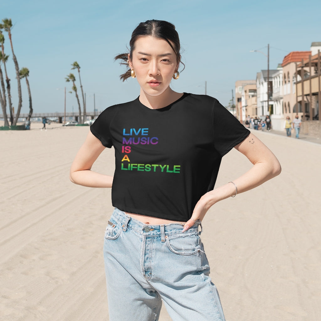 Women's Flowy Cropped Tee with PRIDE