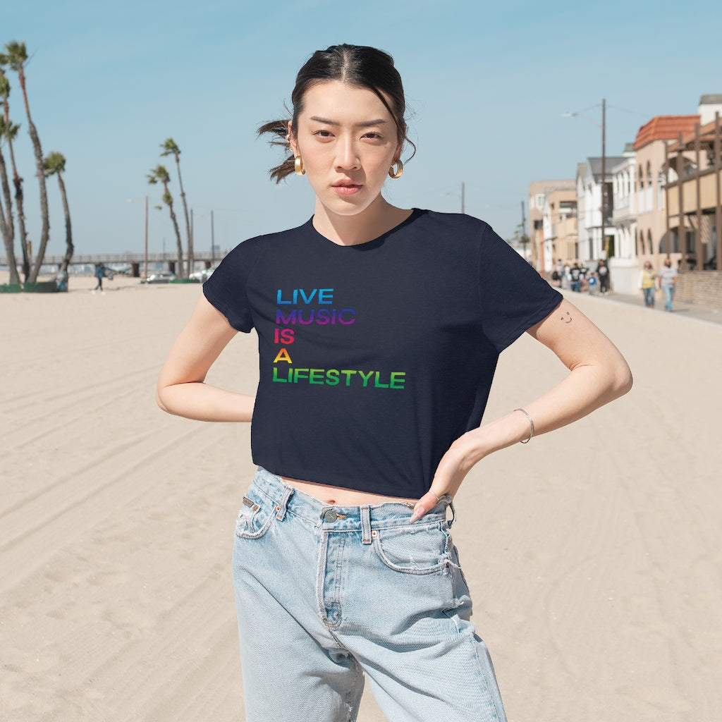 Women's Flowy Cropped Tee with PRIDE