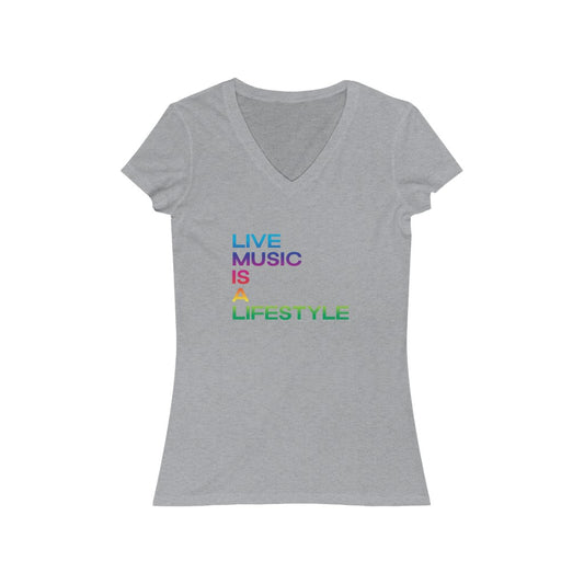 Women's Jersey Short Sleeve V-Neck Tee with PRIDE