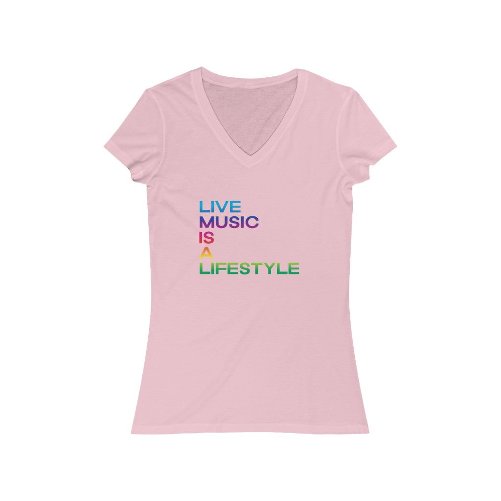 Women's Jersey Short Sleeve V-Neck Tee with PRIDE