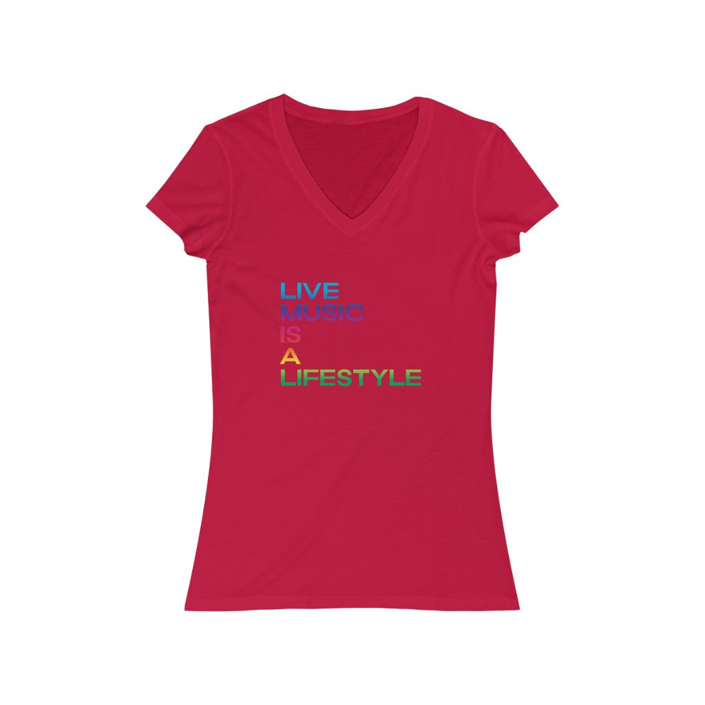 Women's Jersey Short Sleeve V-Neck Tee with PRIDE