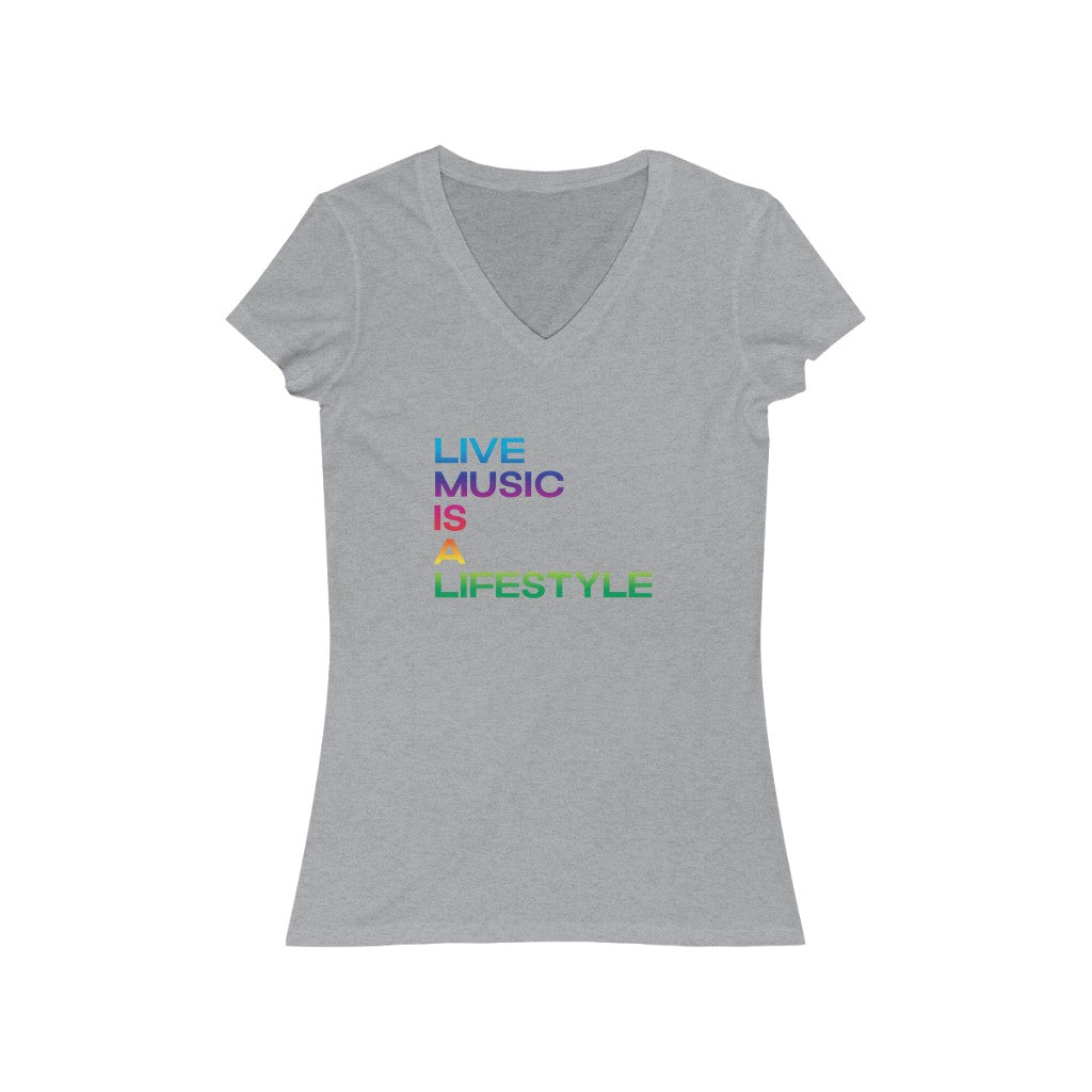 Women's Jersey Short Sleeve V-Neck Tee with PRIDE