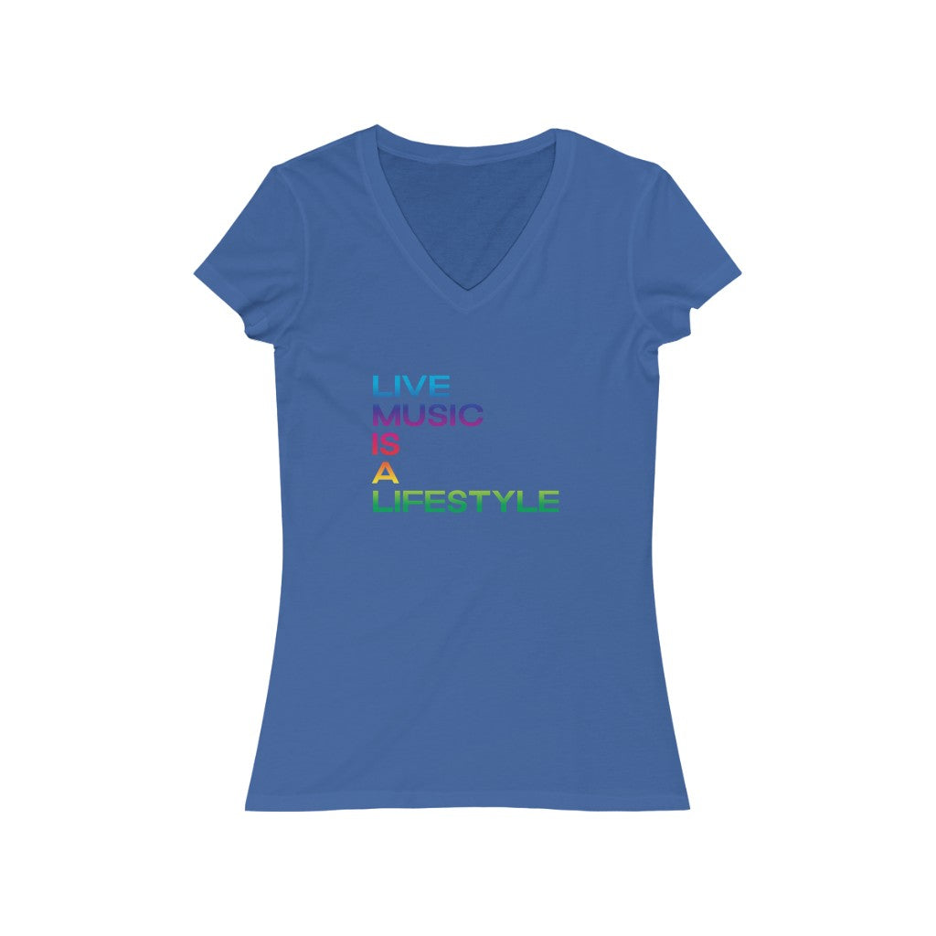 Women's Jersey Short Sleeve V-Neck Tee with PRIDE