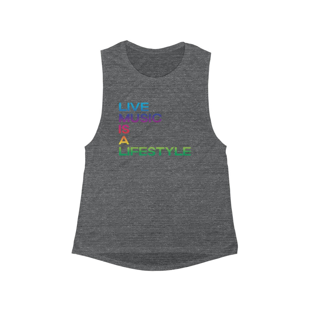 Women's Flowy Scoop Muscle Tank with PRIDE