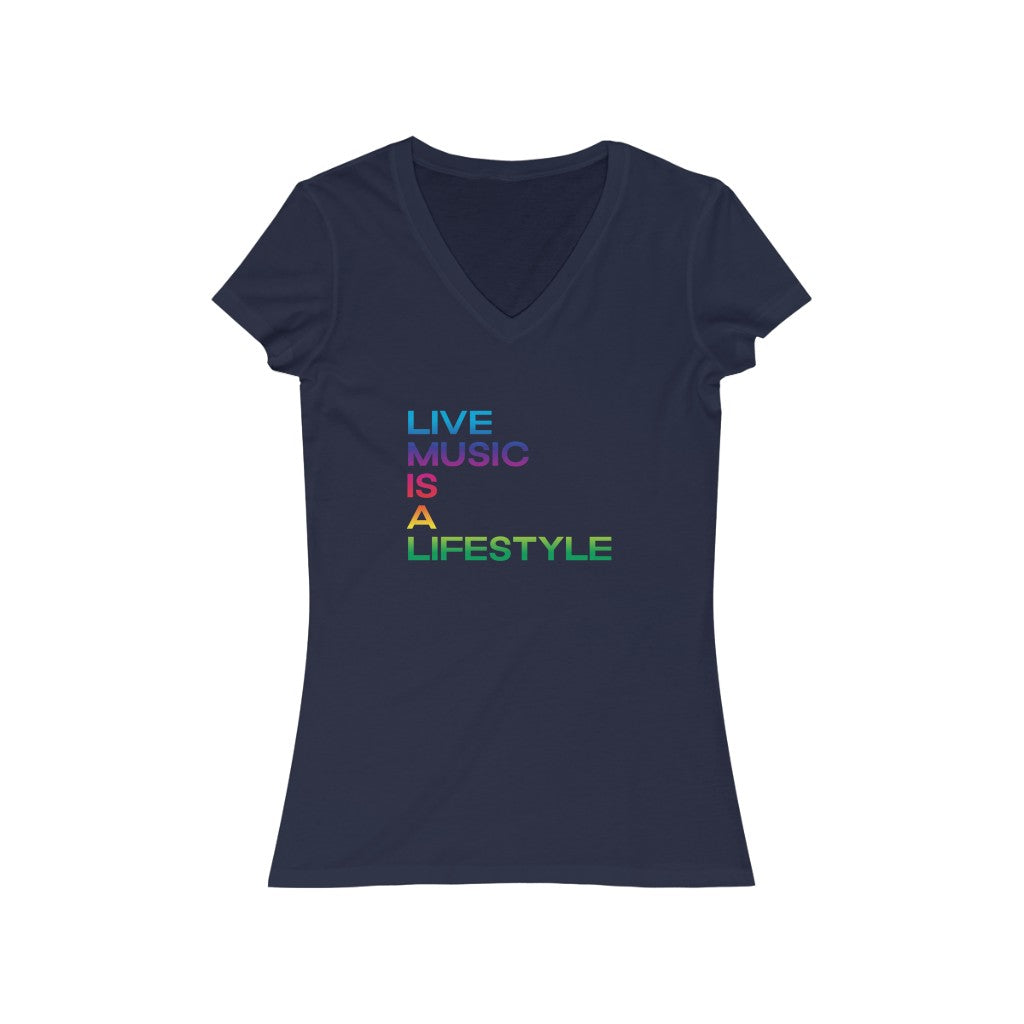 Women's Jersey Short Sleeve V-Neck Tee with PRIDE