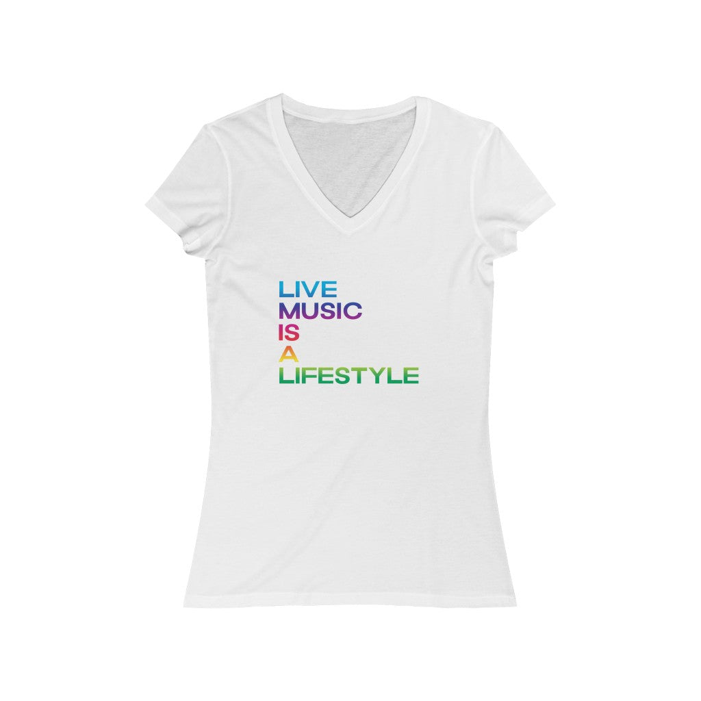 Women's Jersey Short Sleeve V-Neck Tee with PRIDE